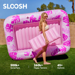 SLOOSH Inflatable Tanning Pool Lounger Float for Adults, Pink-XL