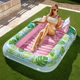 SLOOSH Inflatable Tanning Pool Lounger Float for Adults, 70" x 46"Cyan Pink L