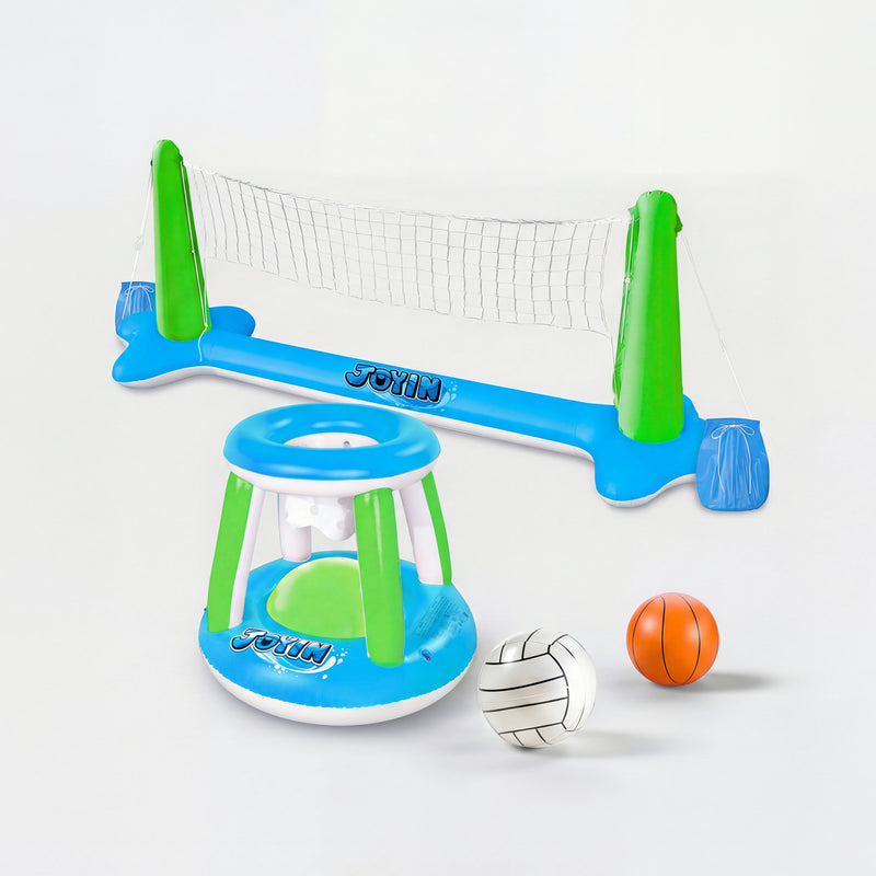 SLOOSH-Inflatable Basketball & Volleyball Pool Game Float Set