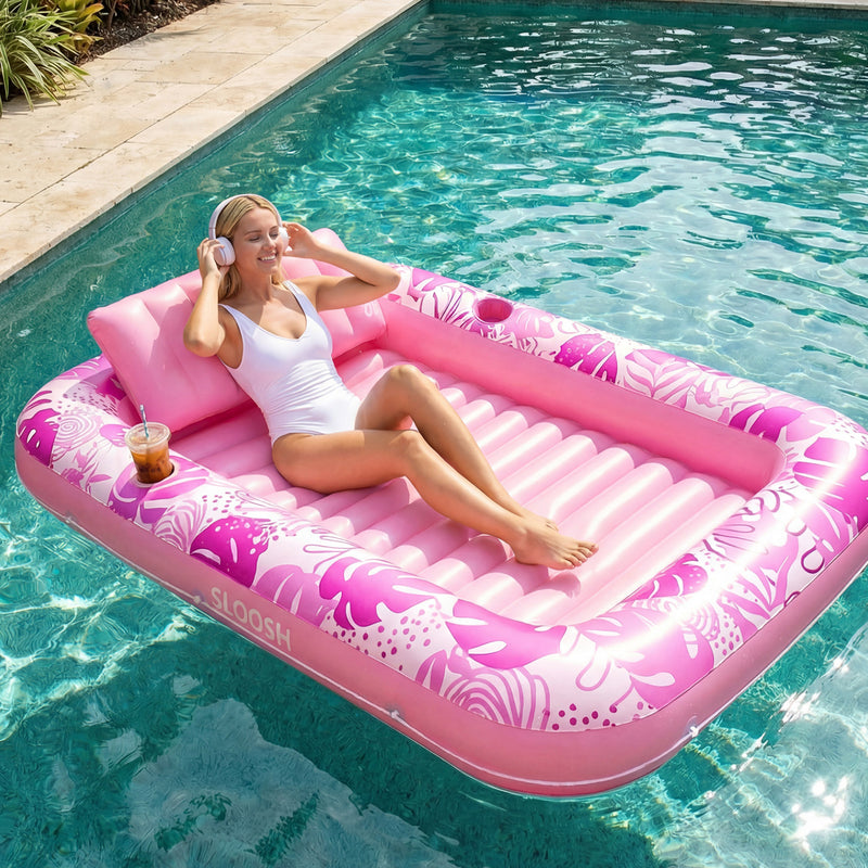 SLOOSH Inflatable Tanning Pool Lounger Float, Blue-XL, 85