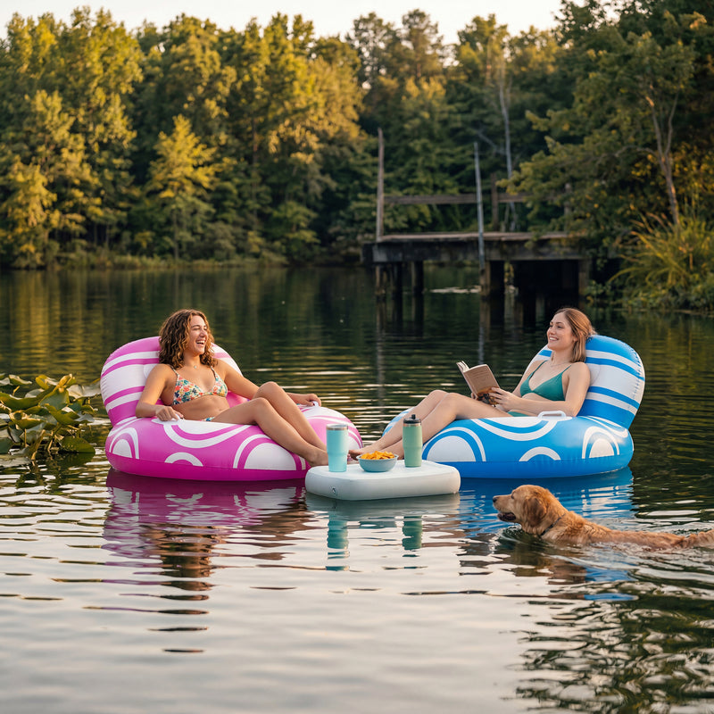 SLOOSH Inflatable Pool Floats Chair with Big Backrest, Blue, 42