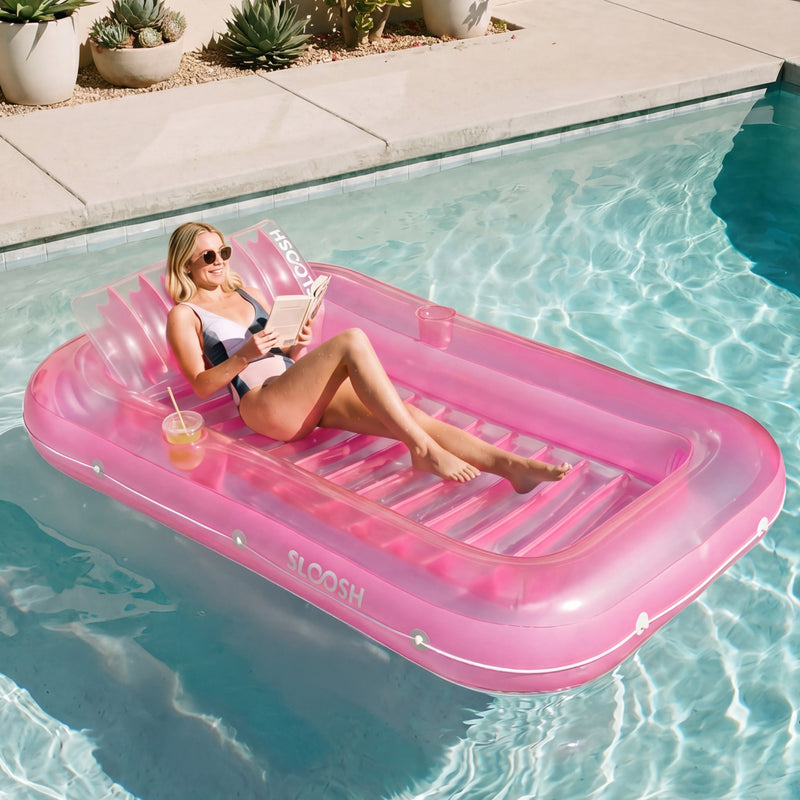 SLOOSH Transparent Inflatable Tanning Pool Lounger Float, 70