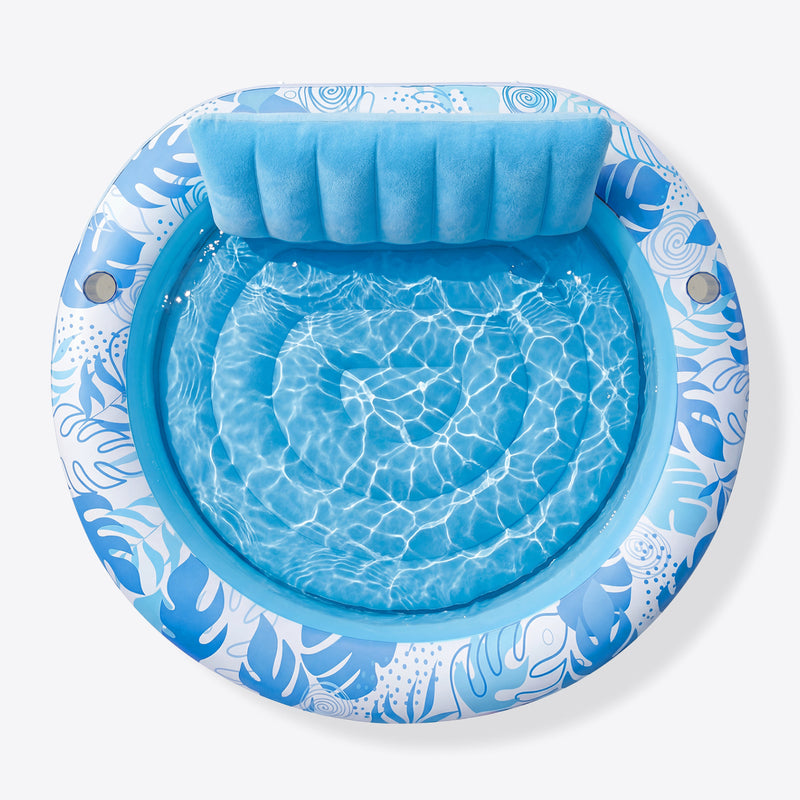 SLOOSH Inflatable Pool Float Lounge Round Suntan Tub Floatie, Champagne, 72