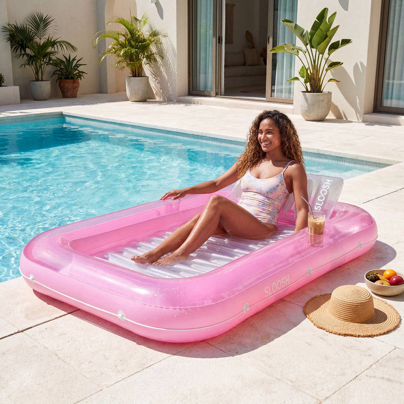 SLOOSH Transparent Inflatable Tanning Pool Lounger Float, 70