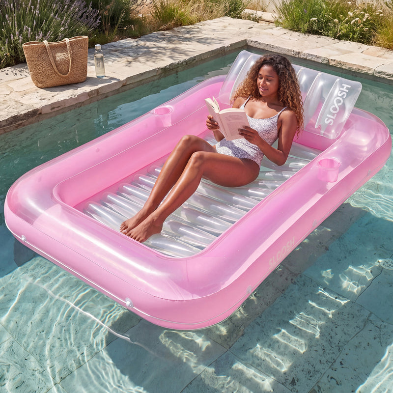 SLOOSH Transparent Inflatable Tanning Pool Lounger Float, 70