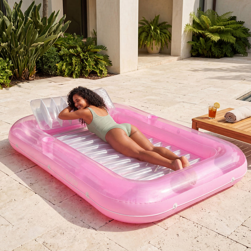 SLOOSH Transparent Inflatable Tanning Pool Lounger Float, 70
