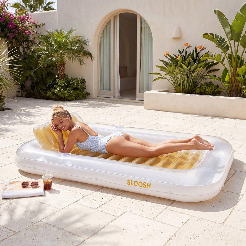 SLOOSH Transparent Inflatable Tanning Pool Lounger Float, 70