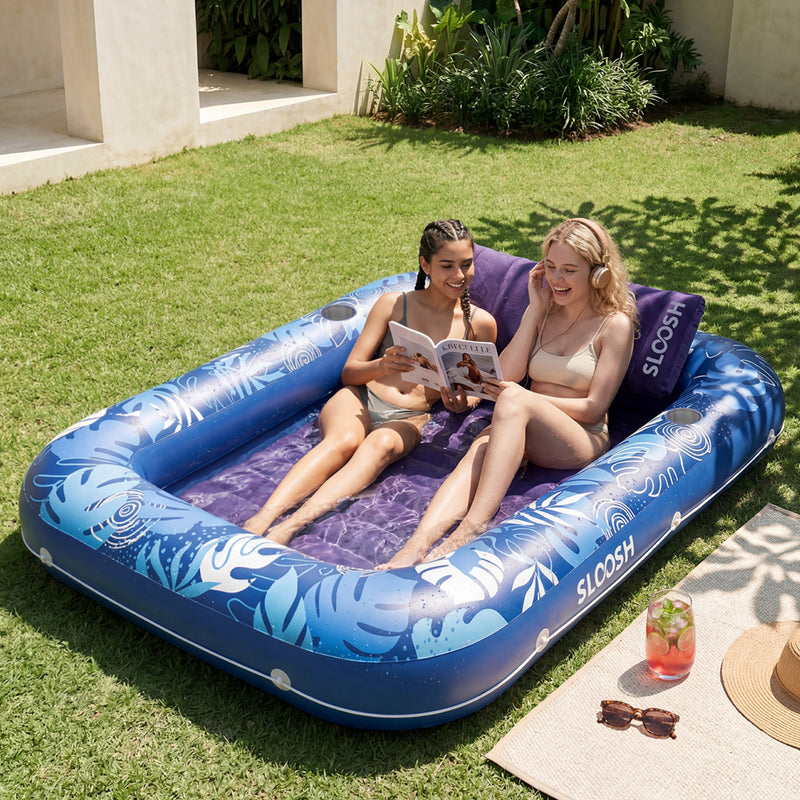 SLOOSH Inflatable Tanning Pool Lounger Float, Dark Blue-XL, 85