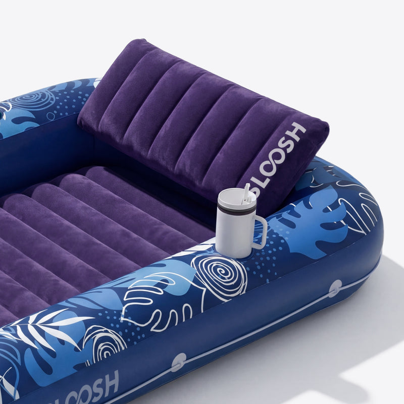 SLOOSH Inflatable Tanning Pool Lounger Float, Blue-XL, 85