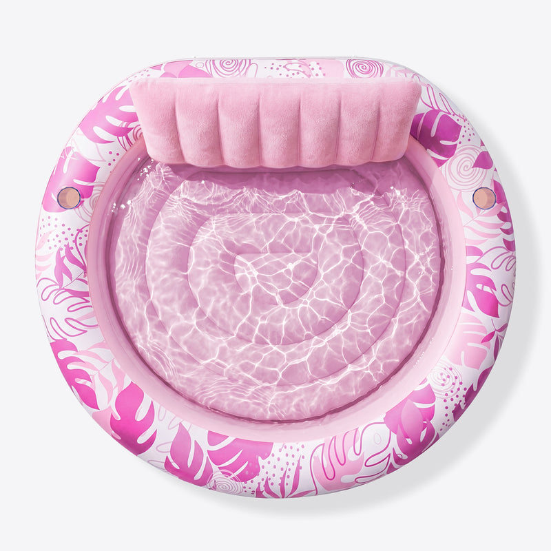 SLOOSH Inflatable Pool Float Lounge Round Suntan Tub Floatie, Champagne, 72