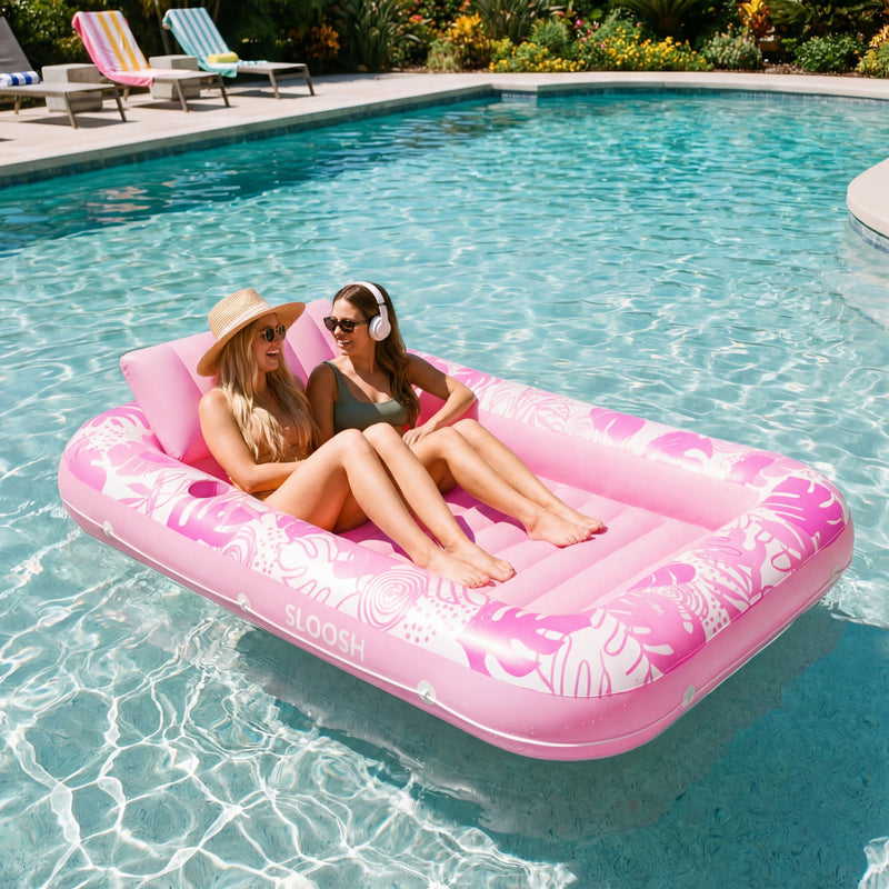 SLOOSH Inflatable Tanning Pool Lounger Float, Pink-XL, 85