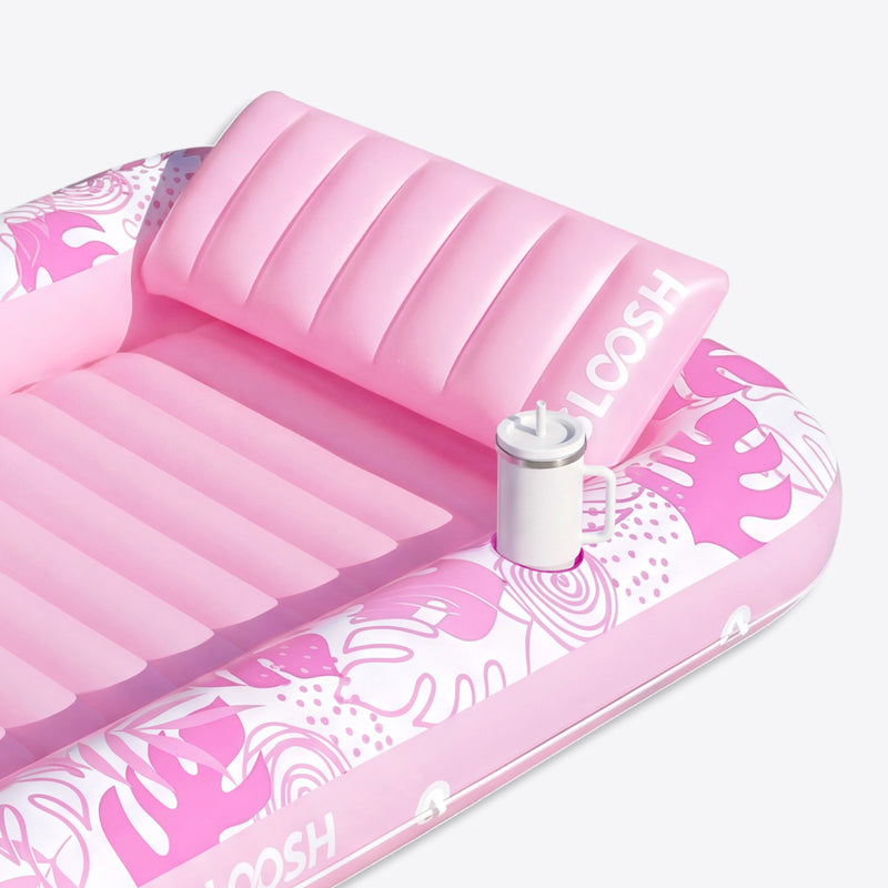SLOOSH Inflatable Tanning Pool Lounger Float, Pink-XL, 85