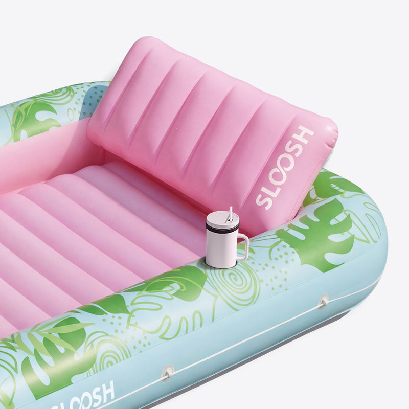 SLOOSH Inflatable Tanning Pool Lounger Float, Dark Blue-XL, 85
