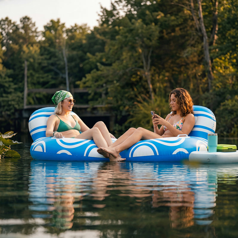 SLOOSH Inflatable Pool Floats Chair with Big Backrest, Blue, 42