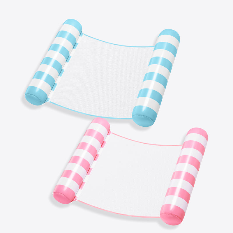 SLOOSH 2 Packs Inflatable Mesh Pool Hammock Lounger Aquablue & Pink 48