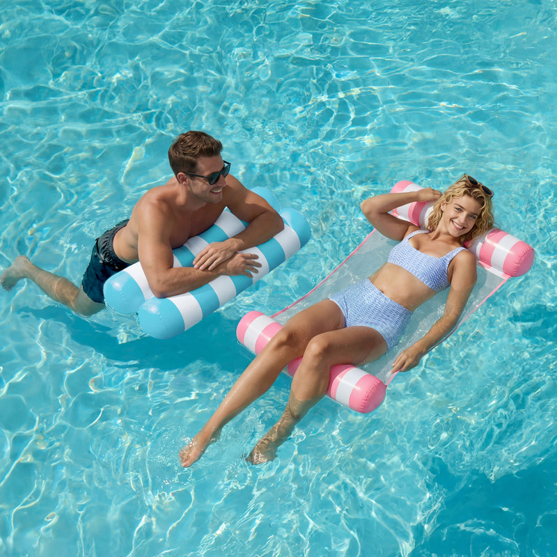 SLOOSH 2 Packs Inflatable Mesh Pool Hammock Lounger Aquablue & Pink 48
