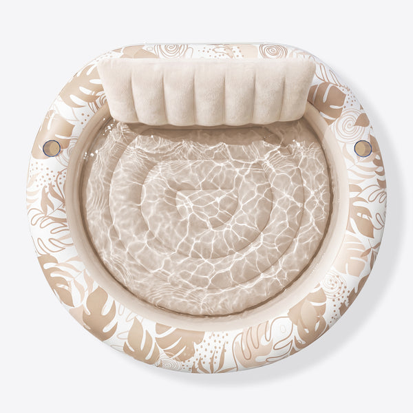 SLOOSH Inflatable Pool Float Lounge Round Suntan Tub Floatie, Champagne, 72