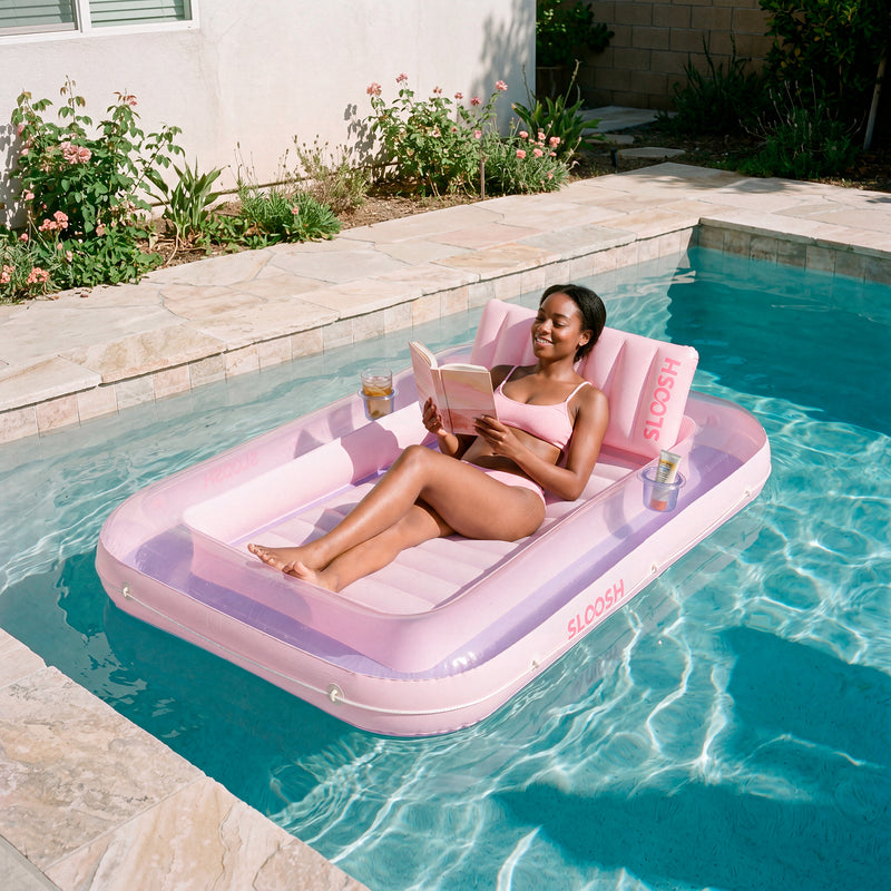 SLOOSH Transparent Inflatable Tanning Pool Lounger Float, 70