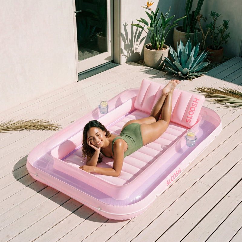 SLOOSH Transparent Inflatable Tanning Pool Lounger Float, 70