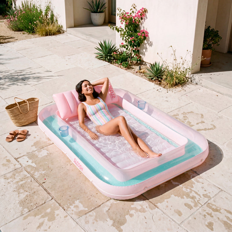 SLOOSH Transparent Inflatable Tanning Pool Lounger Float, 70