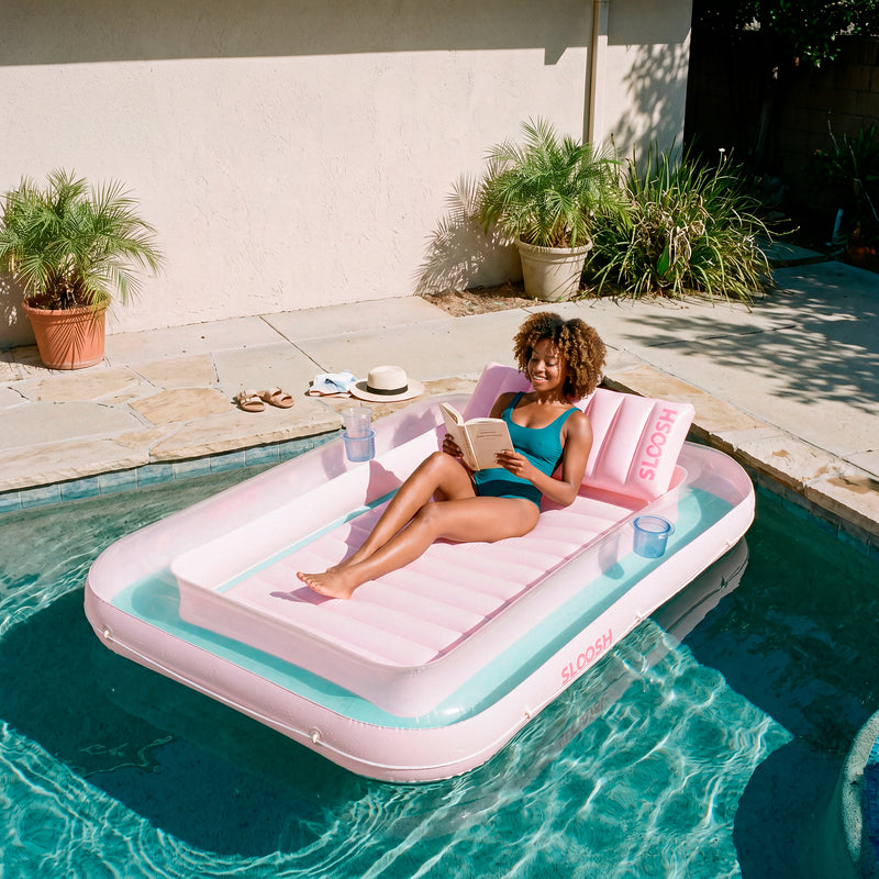 SLOOSH Transparent Inflatable Tanning Pool Lounger Float, 70