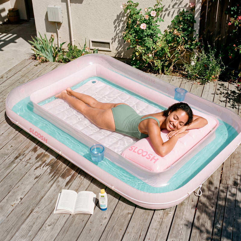 SLOOSH Transparent Inflatable Tanning Pool Lounger Float, 70