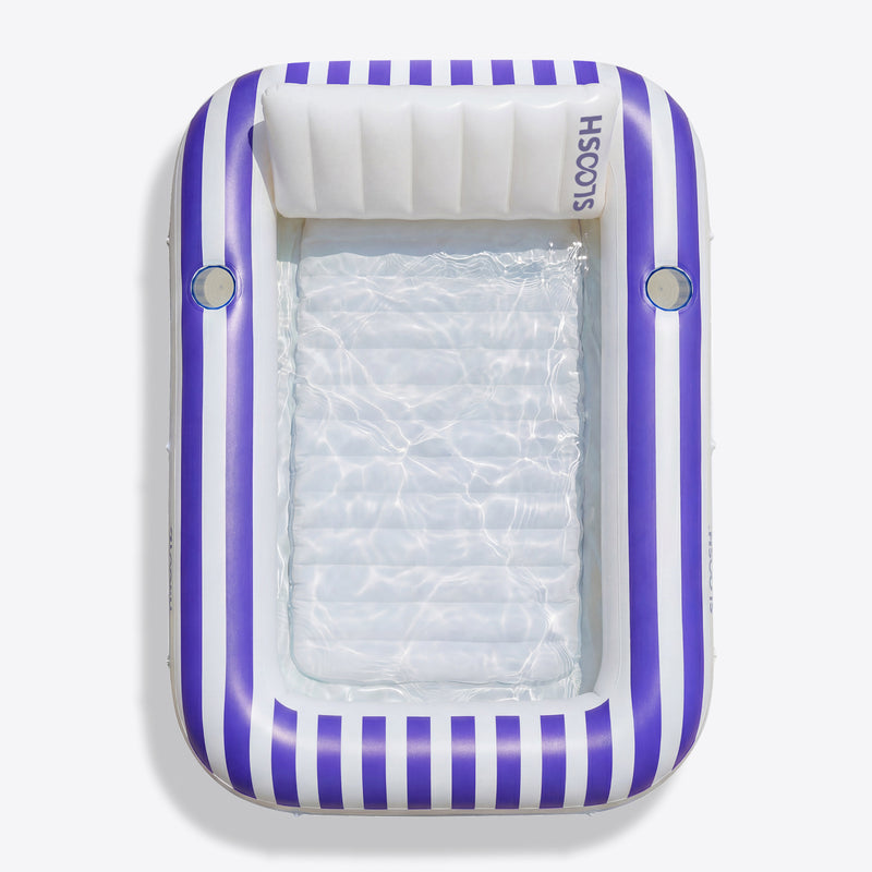 SLOOSH Inflatable Tanning Pool Lounger Float, Navyblue Stripe, 70