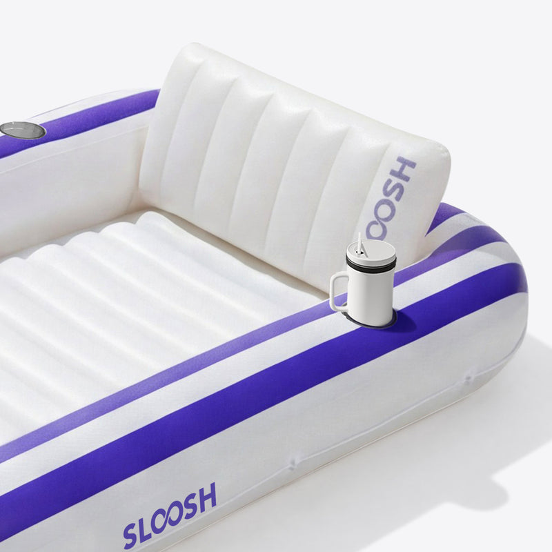 SLOOSH Inflatable Tanning Pool Lounger Float, Navyblue Stripe, 70