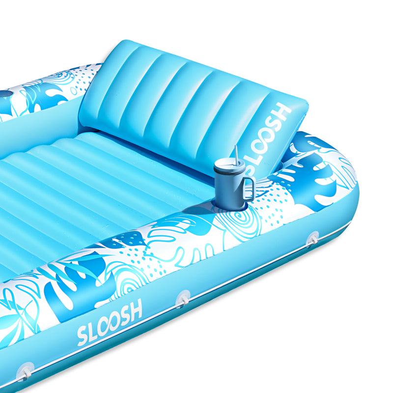 SLOOSH Inflatable Tanning Pool with Mist, Blue Tropical