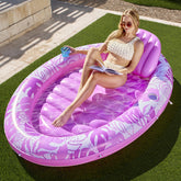 Inflatable Pool Float Lounge Oval Suntan Tub Floatie for Adults,70" x 50" Pink