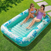 SLOOSH Inflatable Tanning Pool Lounger Float – XL 85"x57" for 2 Adults-Cyan White