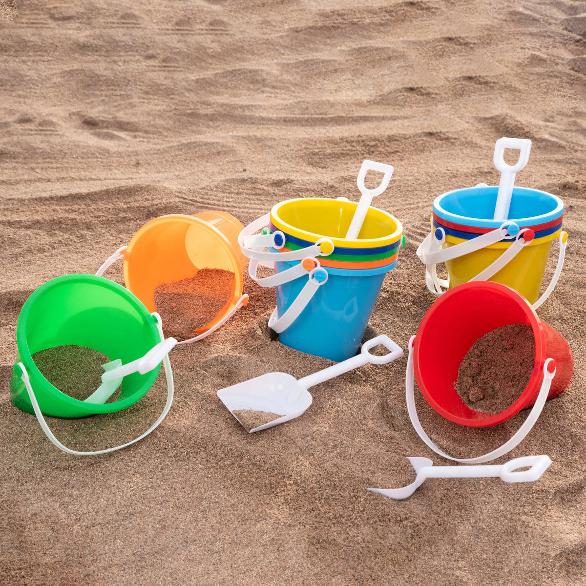 SLOOSH - Beach Buckets with Sand Shovels, 12 Sets
