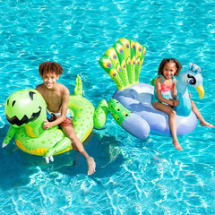 SLOOSH - Inflatable Dinosaur & Peacock Pool Floats Set