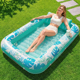 SLOOSH Inflatable Tanning Pool Lounger Float for Adults, 70” x 46” Cyan White L