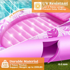 Inflatable Pool Float Lounge Oval Suntan Tub Floatie for Adults,70" x 50" Pink
