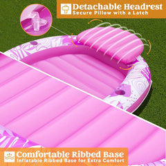 Inflatable Pool Float Lounge Oval Suntan Tub Floatie for Adults,70" x 50" Pink