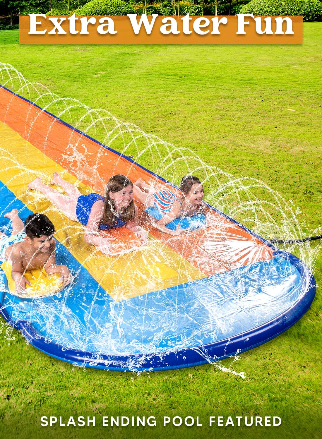 18ft/22.5ft Triple Lanes Water Slide and 3 Boogie Boards