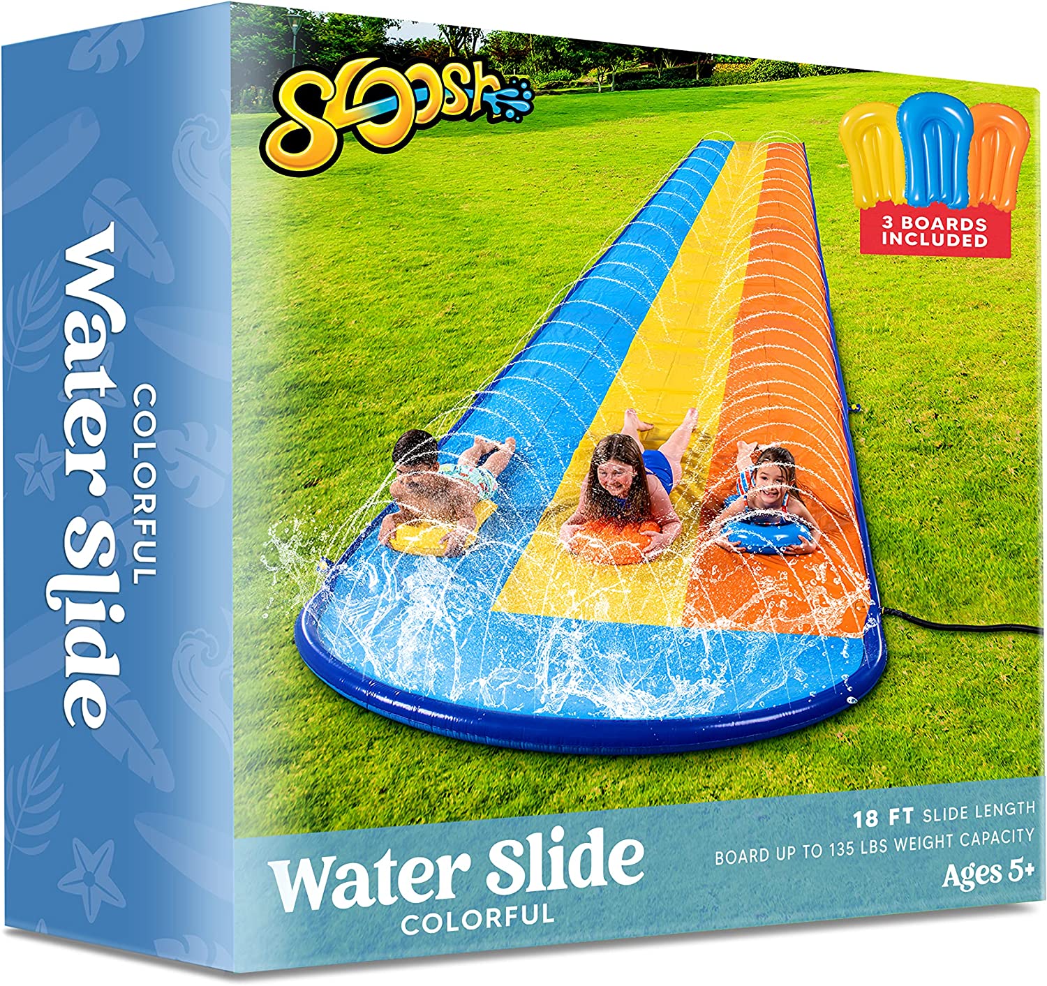 18ft/22.5ft Triple Lanes Water Slide and 3 Boogie Boards
