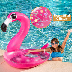 SLOOSH - 38in Flamingo with Glitters Pool Float