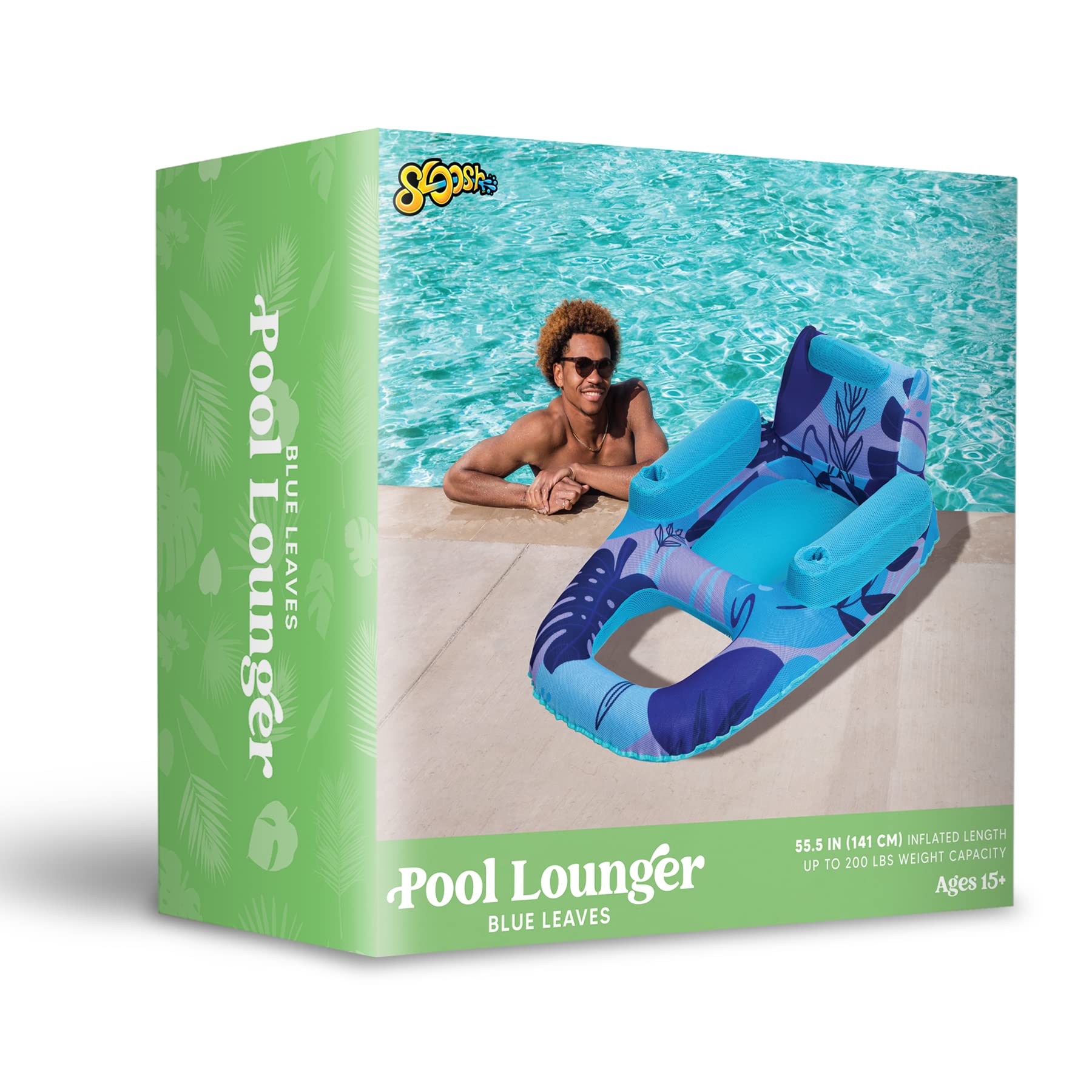 SLOOSH - Luxury Pool Lounger, Blue Leaves