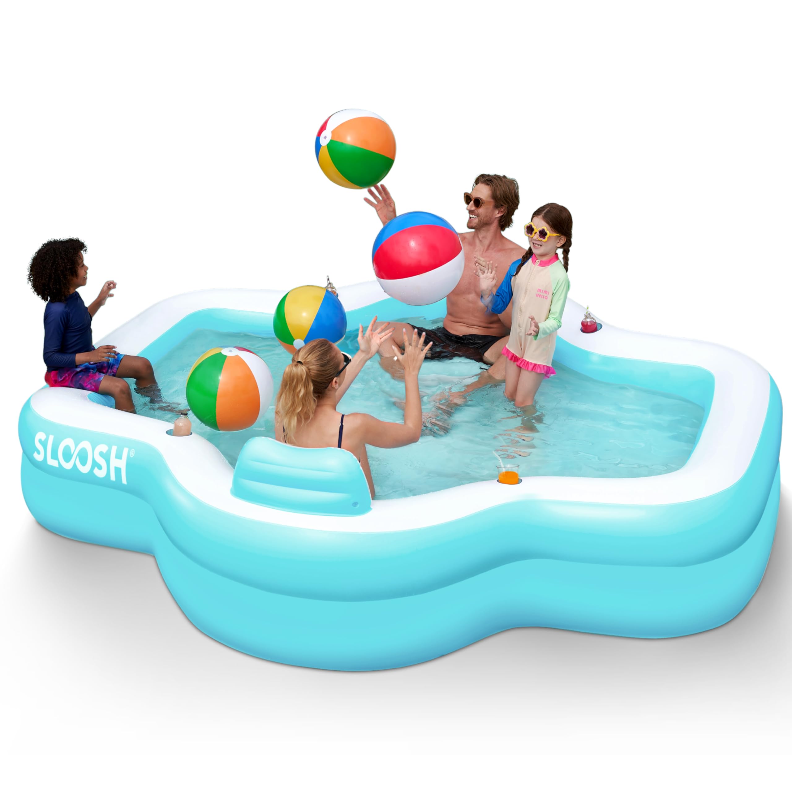 Inflatable Swimming Pool with Seats, 120" x 101" x 26"