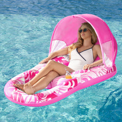 Tropical Leaves Pool Lounger with Canopy