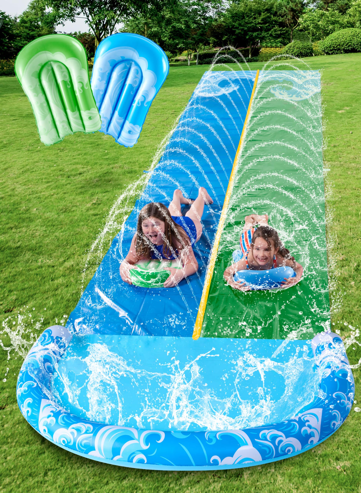 22.5FT Water Slide and 2 Inflatable Boards,