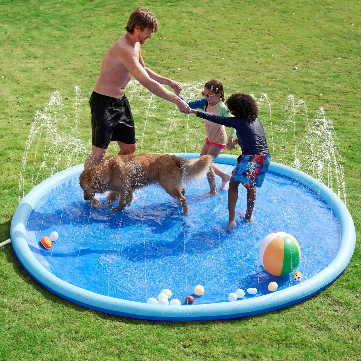 SLOOSH Non-Slip Splash Pad Sprinkler, 10ft, Blue