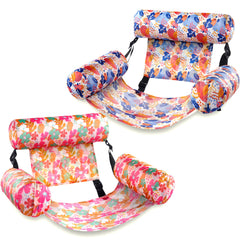 Inflatable Pool Floats Adult - 2 Packs Floating Lounge Chairs, Tropical Flowers