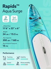Rapids Aqua Surge 11'6" Inflatable Stand Up Paddle Board