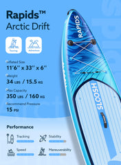 Rapids Arctic Drift  11'6" Inflatable Stand Up Paddle Board