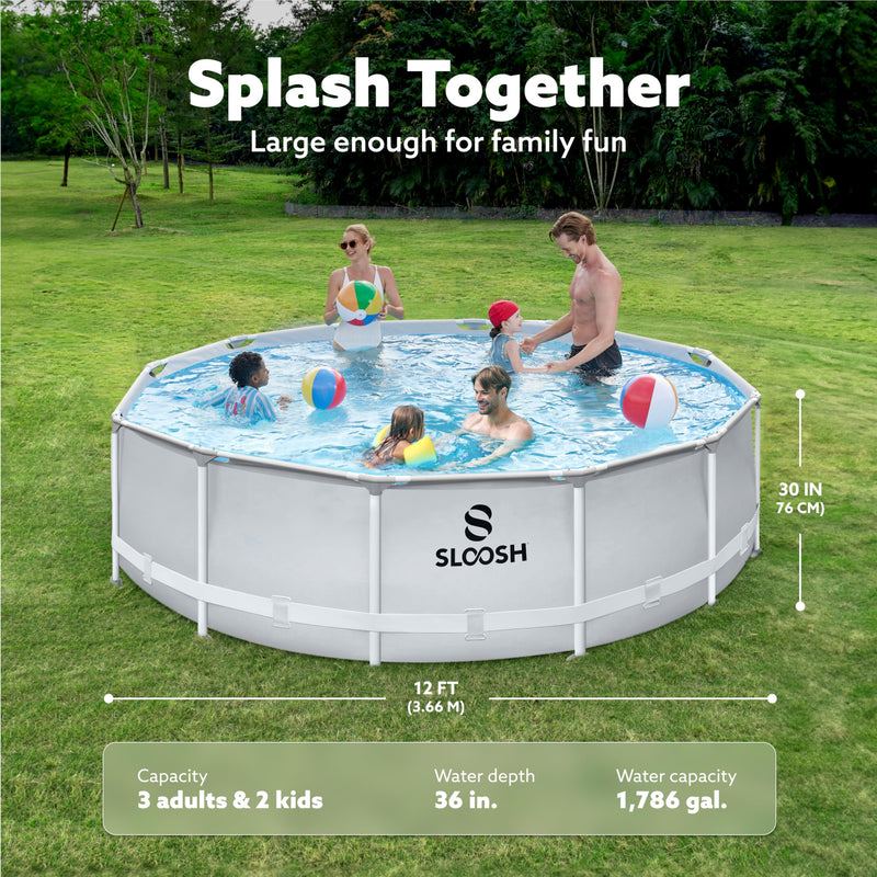 SLOOSH Round Above Ground Pool - 12ft x 30inch