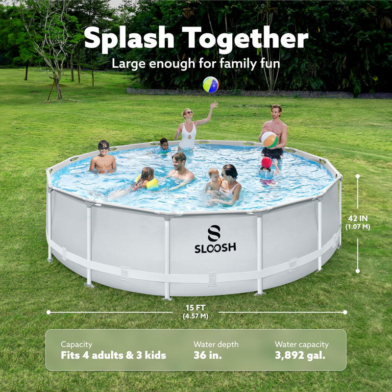 SLOOSH Round Above Ground Pool - 15ft x 42inch