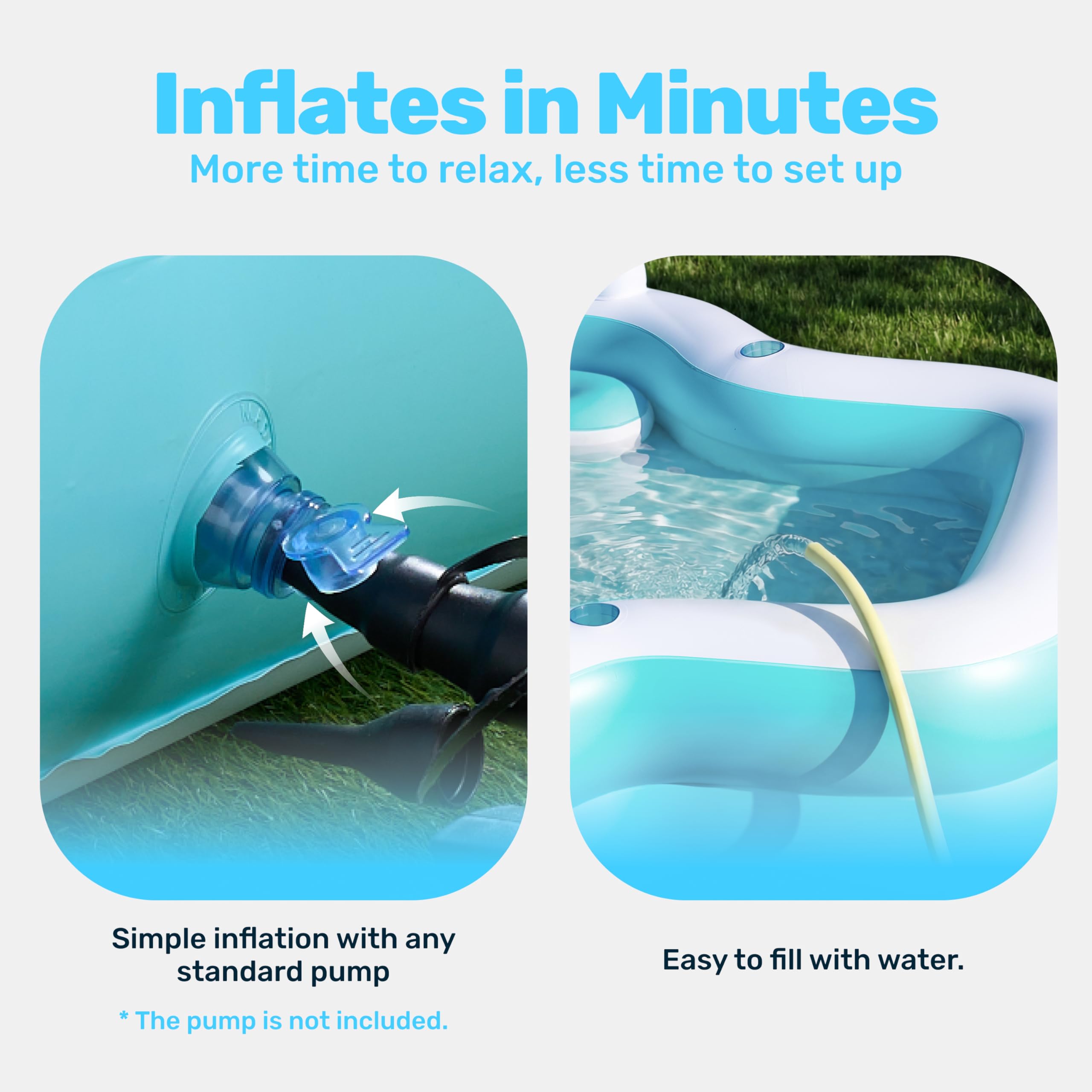 Inflatable Swimming Pool with Seats, 120" x 101" x 26"